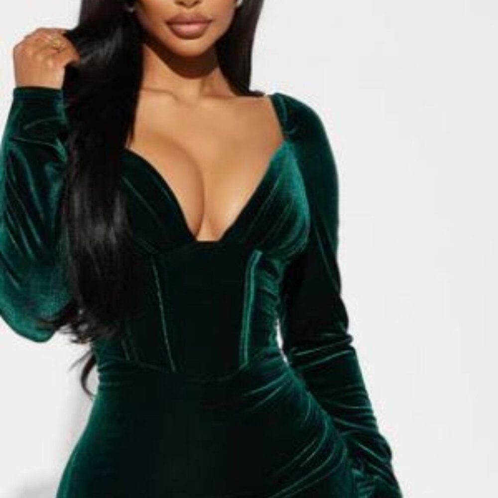 Phiona Velvet Maxi Dress - Hunter